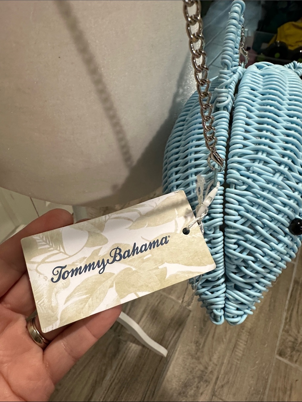 Tommy Bahama Light Blue Woven Dolphin Crossbody Bag - Picture 3 of 12